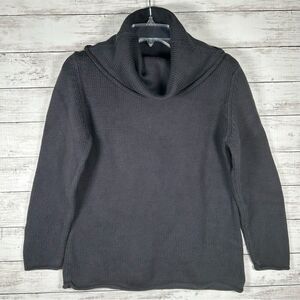 Pure Hand Knit Fresh Produce Chunky Cotton Cowl Neck Black Sweater M/L